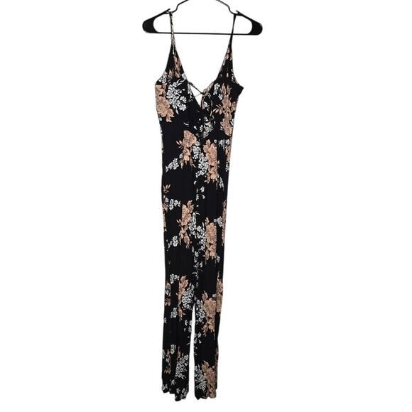 Privacy Please Black Floral Dale Sleeveless V-Neck Jumpsuit Women's Small - Picture 2 of 11